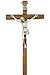Brown Wooden Cross with Silver Toned Christ Corpus Crucifix Pendant, 4 3/4 Inch