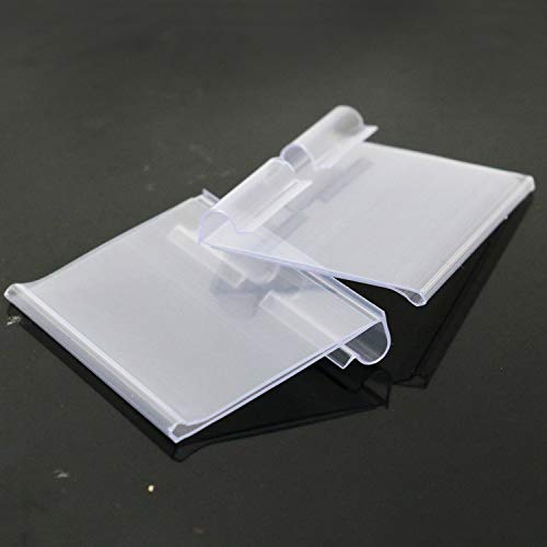 Buorsa Pack of 50 Price Label Holder Clear Plastic Wire Shelf Retail Label Holder Merchandise Sign Display Holder,6x4cm