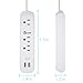 Surge protector power strip with USB Port ,6FT Cord Straight Plug 3 AC Outlets, 2 USB Outlets(2.4A /5V 12W), White