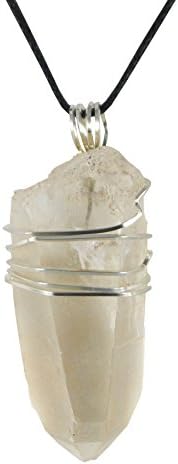 Kit Johnson Designs Golden Healer Lemurian Quartz Pendant, 2", Wire Wrap, Cord 22"