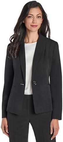 Kasper Women's Stretch Crepe One Button Jacket, Black, 4 at Amazon Women's  Clothing store