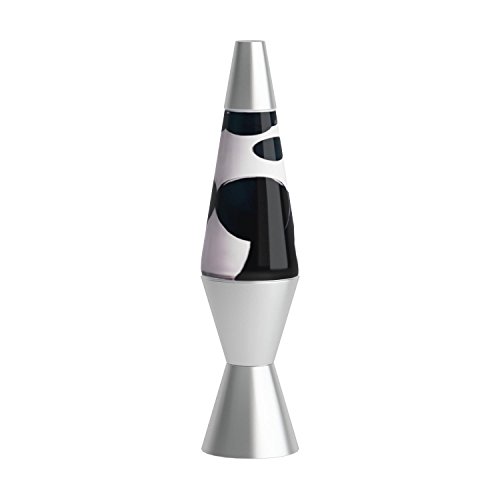 14.5Inch Classic SilverBased Lava Lamp, Black Wax/Clear Liquid