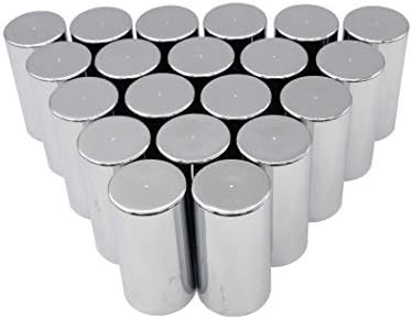 Lug Nut Covers 33mm Chrome Tall Cylinder Style Screw On Peterbilt Kenworth Truck - 20 Count Pack