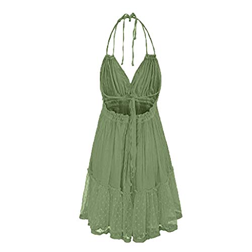 CCatyam Dress for Women, Tanks Tops Sleeveless V Neck Solid Splicing Lace Sexy Party Cocktail Fashion Green - Thumbnail 3