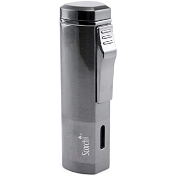 Scorch Torch Aficionado Easy Slide Switch Triple Jet Flame Butane Torch Cigarette Cigar Lighter w/Butane Window (Gunmetal)