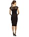 PattyBoutik Mama Crewneck Crochet Lace Inset Ruched Sheath Dress (Black L)
