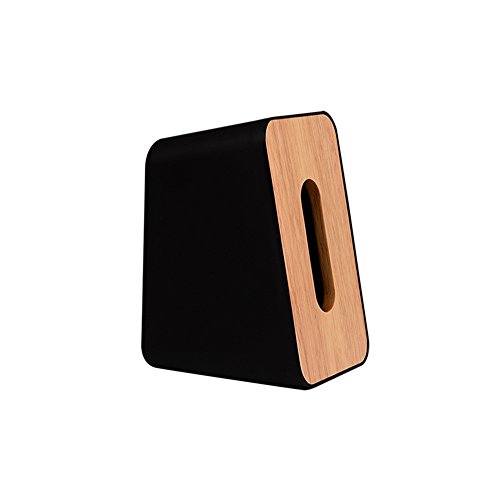 MEI YI TIAN ABS & Wood Paper Facial Tissue Box Cover Refill Holder for Bathroom Vanity Countertops, Desks and Tables, Modern Home Decor (1 Pack Black) - Thumbnail 5
