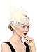 Cizoe Fascinators Hat for Women Tea Party Headband Kentucky Derby Wedding Flower Cocktail Mesh Feathers Hair Clip(1-Beige)