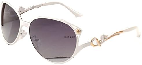 Sinkfish SG80017 Sunglasses for Women,Anti-UV & Retro Oval - UV400/White Frames/Gainsboro Lens