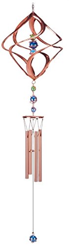 StealStreet SS-G-15609, Wind Chime Twisting Copper & Gem Hanging Garden Porch Decor