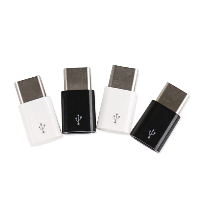 Xingdianfu Pack of 4 USB-C Adapters, Micro USB to USB C Type-C Connector for P9/P10/Nova, Galaxy S8 Other Type C Devices (2 Black + 2 White)