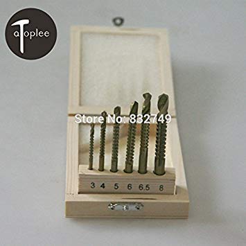 Generic 6 PCS Titanize Coated Drill Bit HSS Woodworking Drilling Tools 3mm 4mm 5mm 6mm 6.5mm 8mm Set With Box