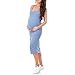 Women's Side Ruched Tank Maternity Dress - Made in USA Slate Blue