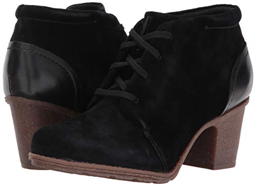 CLARK'S Women's Sashlin Sue Fashion Boot, Black Suede/Leather Combo, 100 W US