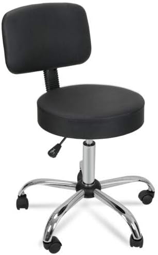 LordBee Rolling Salon Stool Adjustable Hydraulic Rest Massage Facial Spa Chair W/Back Hydraulic Swivel Pedicure Manicure Tattoo Technician Nail Facial Dayton Quality High (Size Diameter 15.74")