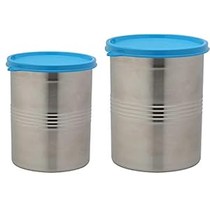 Signoraware Modular Steel Container Round 1500ml+2000ml, Set of 2, Blue
