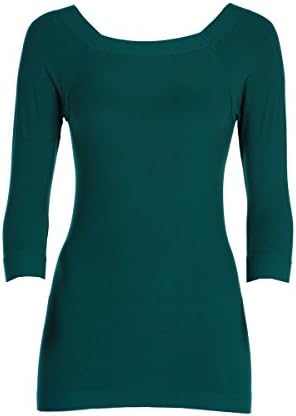 Tees by Tina Casual Or Dressy Top for women Sexy Slim Fit Stretchy Off Shoulder Long Sleeve Blouse Tops Shirt (Emerald)