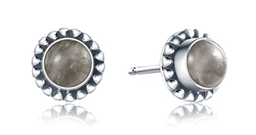 Aokarry 925 Sterling Silver Earrings for Women Grey Stones Stud Earrings