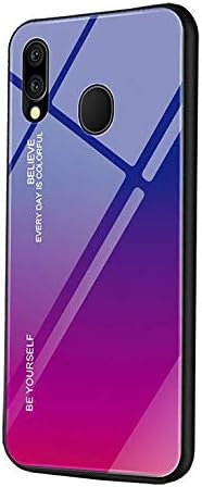 BestTalk Gradient Glass Back Case Slim Fashion Hard Glass Back Cover Soft TPU Bumper Frame Anti-Fingerprints Protective Case for Samsung Galaxy M10S,Samsung Galaxy A30/A20 (Purple)