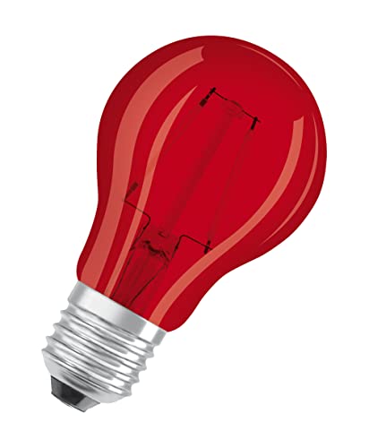 OSRAM LED Decorative lamp with E27 Base, Red, 3000 K, 2.50W, Replacement for 15W Bulb, Clear, LED Star Deco Classic A, 6-Pack