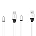 2PCS 1M Flat Noodle Micro USB Data Sync Charger Cable w/ Aluminum Head Connector for Samsung S3 S4 S6 Note 4 IV and other Micro USB compatible devices (HTC, Nokia, LG, etc) - White