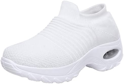 GHrcvdhw Women Sports Shoes Flying Weaving Mesh Shoes Round Toe Platform Slip-On Shoes Buffer Cushion Casual Shoes