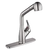 Peppermint Designer Brushed Nickel Pull Down Kitchen Sink Faucet RV Modern with Pull Out Sprayer Single Lever with Deck Plate