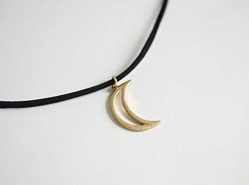 Black Choker Necklace Moon Detail Bohemian Minimalist Fashion for Women