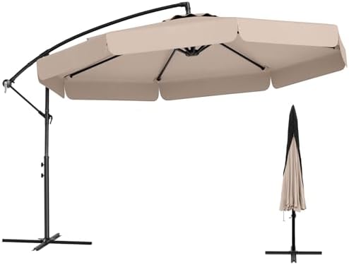 double tier patio umbrella Offset Patio Umbrella, 10 Ft Outdoors 2-Tier Patio Umbrella with Better  ventilation and heat insulation, Tilt Adjustment and Crank for Pool Deck  and Garden, Beige