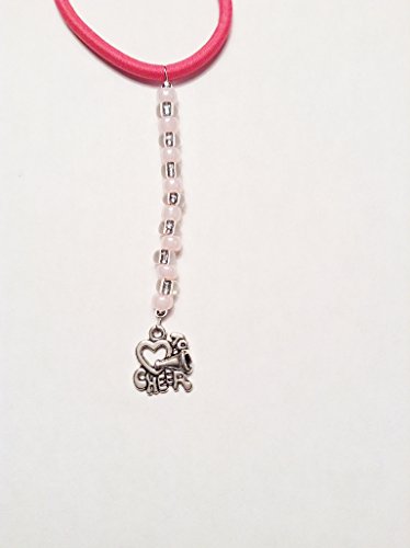 I Love to Cheer Charm TagTailz with Pink Beads Unique Fashion Accessory Gifts for Girls - Gifts for Tweens Tie them anywhere!!!