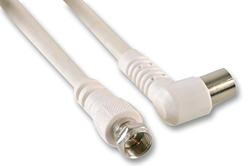 PRO SIGNAL 1m F Plug to Right-Angled Coax Socket Satellite Lead – RG59 75Ω, White