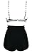 COCOSHIP Black & White Stripe High Waisted Bikini Buttons Vintage Bathing Suit Ruched Swimwear L(FBA)