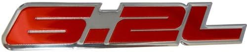 PAIR 2 x 6.2L RED SILVER Border Aluminum Adhesive Sticker Decal Emblem Badge for GM General Motors Performance Chevy Chevrolet Corvette C6 ZR1 Camaro SS RS Pontiac G8