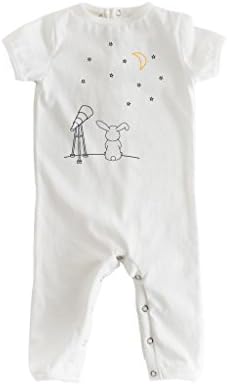 Dry Baby Infant and Toddler White Short Sleeved Water, Stain, Odor Repellent Romper (3 Months, A Starry Night)