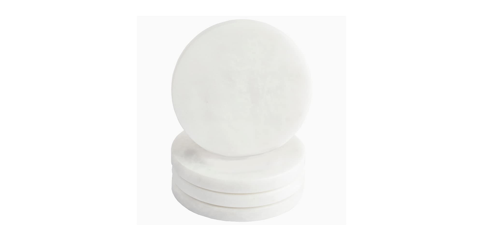 Round White Marble Coasters – Set of 4