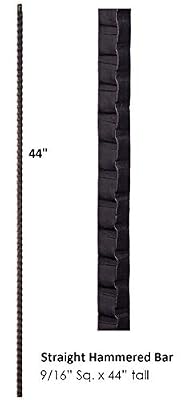 44" x 9/16" Straight Hammered Bar Gothic Iron Balusters Iron Spindles Metal Stair Parts Hollow. Satin Black (Pack of 15pcs.)