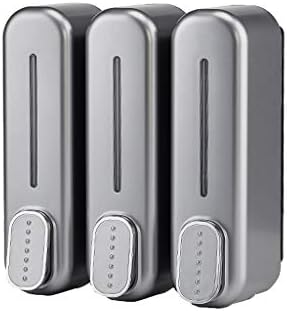 YSXZM Soap Dispenser, Three Chamber Dispenser Silver Grey Manual 3x350ml Shower Gel Shampoo Or Hand Cleanser