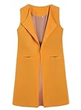 OURS Women's Solid Lapel Sleeveless Slim Waistcoat Long Suit Vest¡­