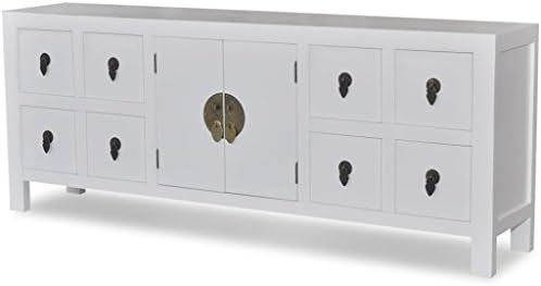 Weilandeal Wooden Asian Sideboard TV Cabinet 8 Drawers and 2 Doors Height of the feet: 8 cm Storage Storage
