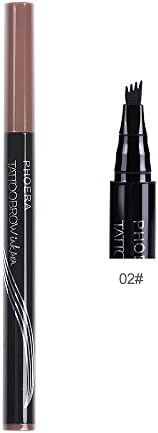 Pro Eyebrow Pencil Waterproof Fork Tip Eyebrow Tattoo Pen 4 Heads Fine Sketch Liquid Henna Eyebrow Enhancer Dye Tint Pen 02 Brunette