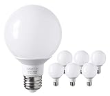 TORCHSTAR G25 Globe led Bulb, Vanity Light, 5W (40W Eqv.), UL-Listed, Daylight 5000K for Makeup Mirror, Pendant, Bathroom, Dressing Room, 3-Year Warranty, Pack of 6