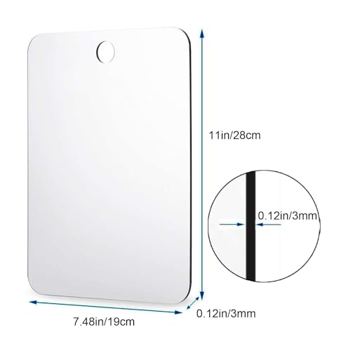 DFLLLO Shaving Mirror for Shower Travel Shower Camping Kids Small Frameless Mirror 28cm x 19cm with 1 Adhesive Hook