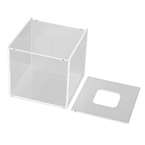 Doublelife Facial Tissue Dispenser Square Box Cover Holder Clear Acrylic Napkin Storage Box 4.92 x 4.92 x 4.72inch for Bathroom, Kitchen and Office Room