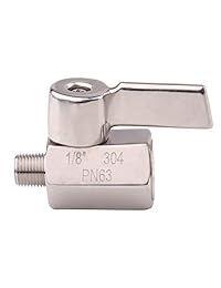 Dernord   Mini válvula de bola de acero inoxidable de 1 8 pulgadas, rosca NPT FxM con mango inoxidable
