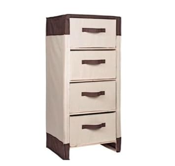 Canvas 4 Drawer Chest Storage Unit Poly Cotton Wood Bedroom