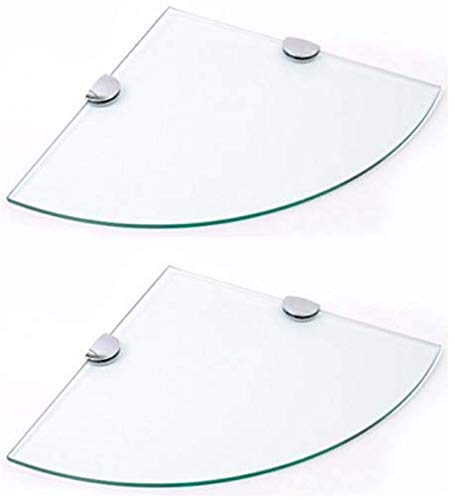 BSM Marketing Multi pack Toughened 6mm Glass Corner Shelves 2 x 300mm (12" approx) shelves