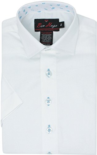Ben Hugo Boys Short Sleeve Dress Shirt - 489S-SS18 - Light Blue, 10
