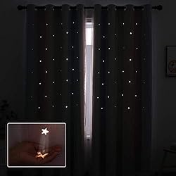 ZJXSNEH Shiny Stars Curtains for Children Room