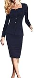 Women's Long Sleeves Elegant Peplum Business Bodycon Pencil Dress
