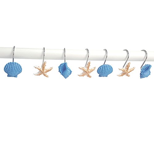 Gracelife Set of 12 Starfish Seashell Conch Style Shower Curtain Hooks
